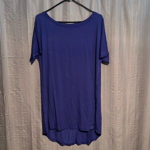 Blue Relaxed Short Sleeve Tunic Dress